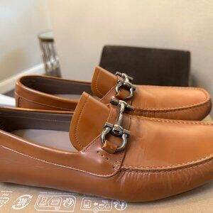 Ferragamo Parigi Gancini Leather Driver Loafers size US 10.5